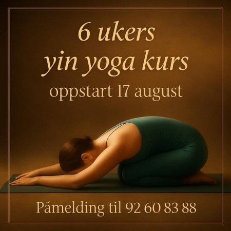 Yin yoga kurs 17 august 2026. kl 18:45 (6 ukers kurs) For påmelding send melding til tlf 92 60 83 88